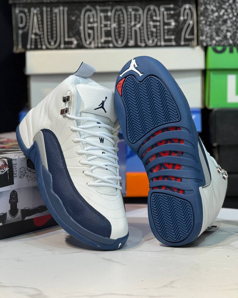 希少 NIKE AirJordan 12 Retro Deep  Air Jordan 12 Retro White & Navy – Web Monkey Shoes