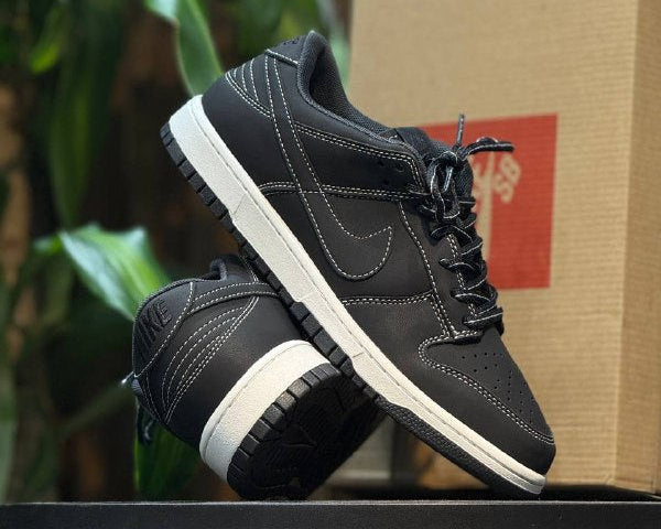 Nike Dunk Low Black White Stitch