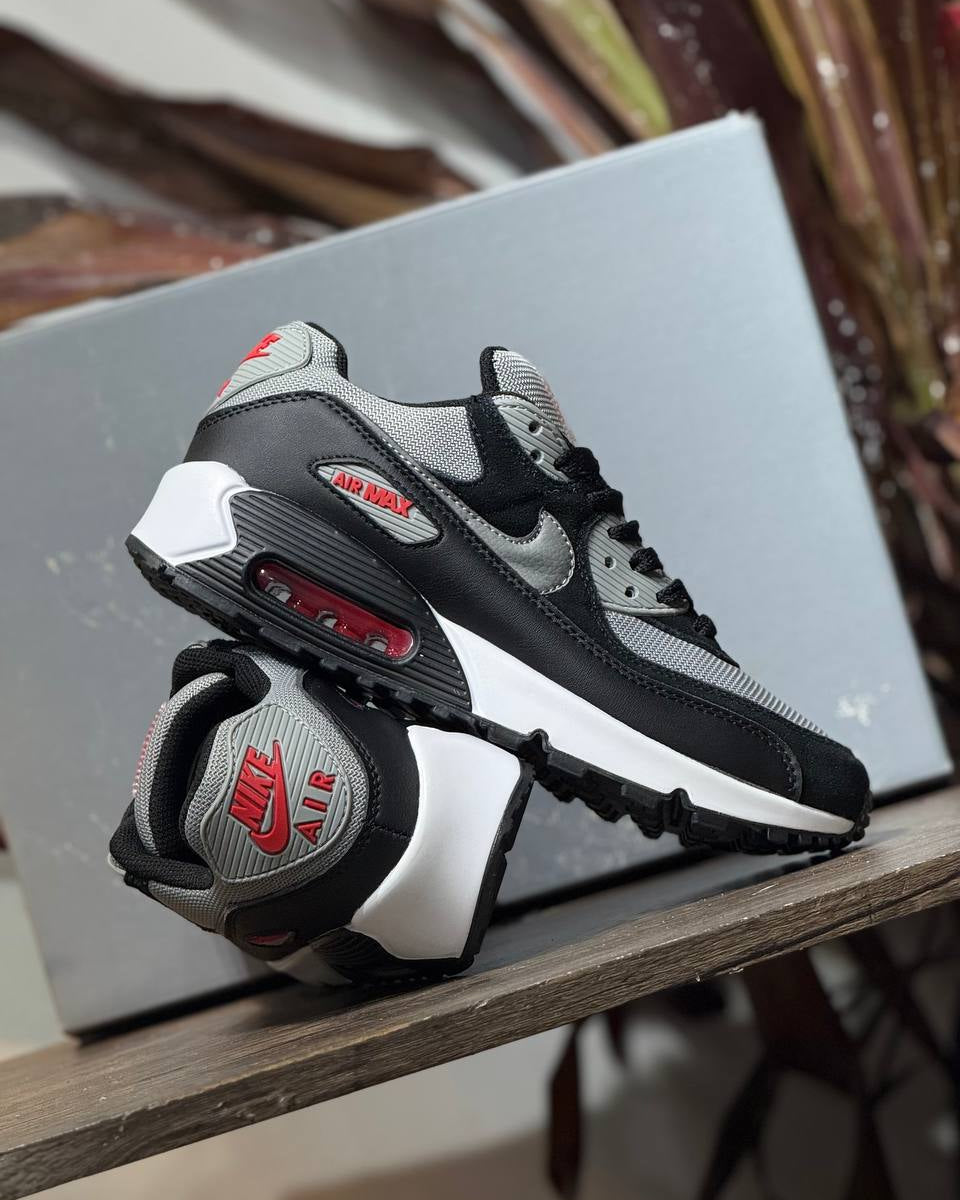 Nike Air Max 90 Black / Grey / White – Red Accents