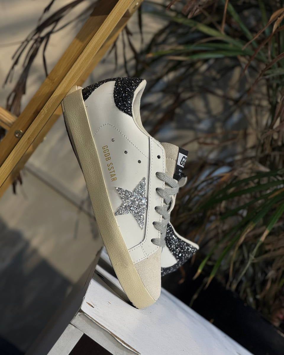 GOLDEN GOOSE SUPERSTAR GGDB SSTAR WHITE / SILVER GLITTER / BLACK GLITTER