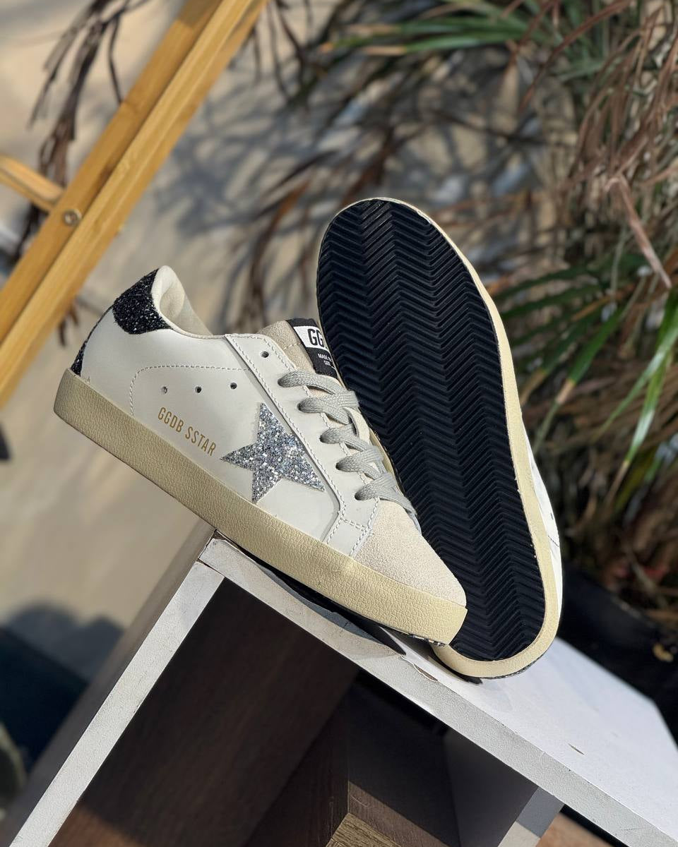 GOLDEN GOOSE SUPERSTAR GGDB SSTAR WHITE / SILVER GLITTER / BLACK GLITTER