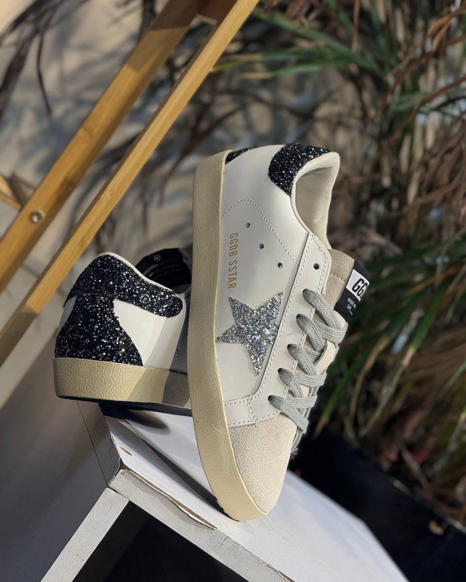 GOLDEN GOOSE SUPERSTAR GGDB SSTAR WHITE / SILVER GLITTER / BLACK GLITTER