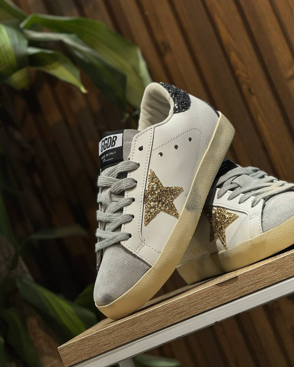 GOLDEN GOOSE SUPERSTAR WHITE / GOLD GLITTER / BLACK GLITTER