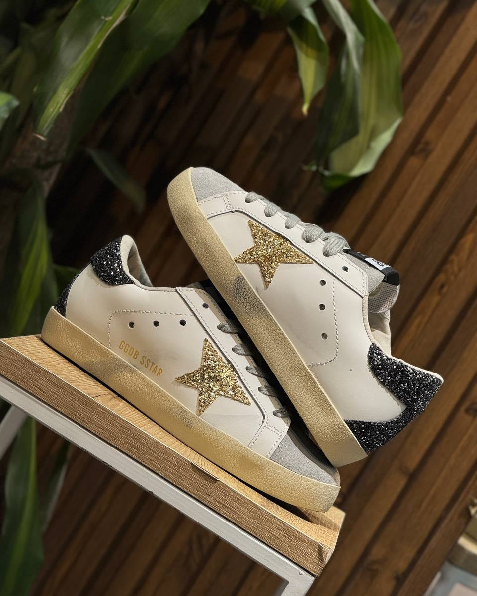 GOLDEN GOOSE SUPERSTAR WHITE / GOLD GLITTER / BLACK GLITTER