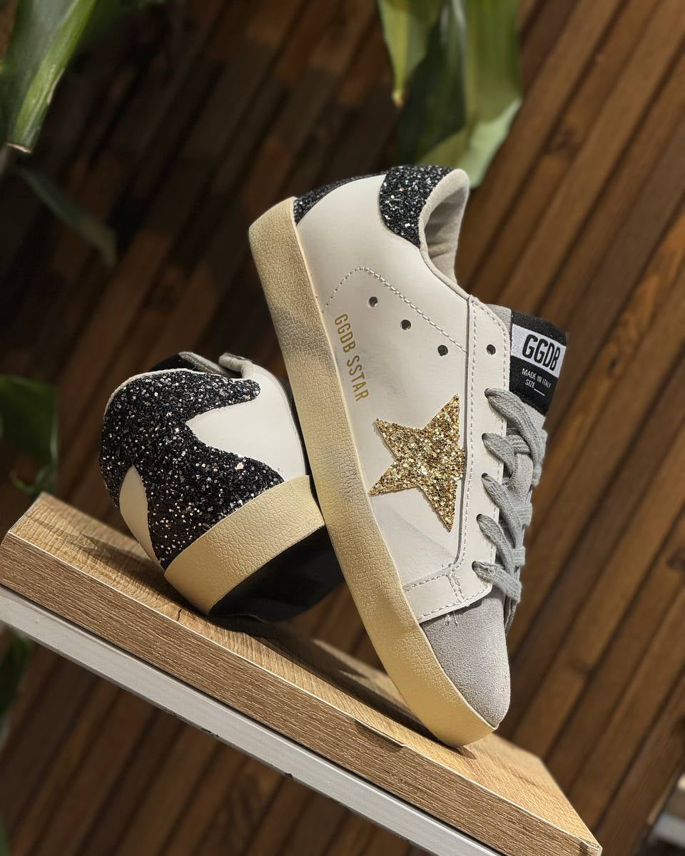 GOLDEN GOOSE SUPERSTAR WHITE / GOLD GLITTER / BLACK GLITTER