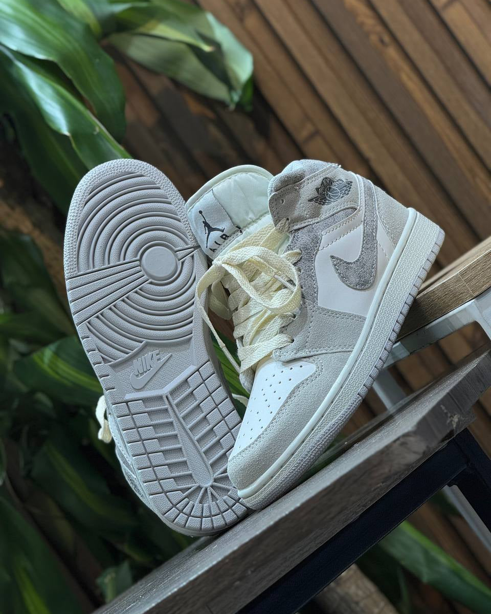 NIKE AIR JORDAN 1 MID NEUTRAL GREY / WHITE