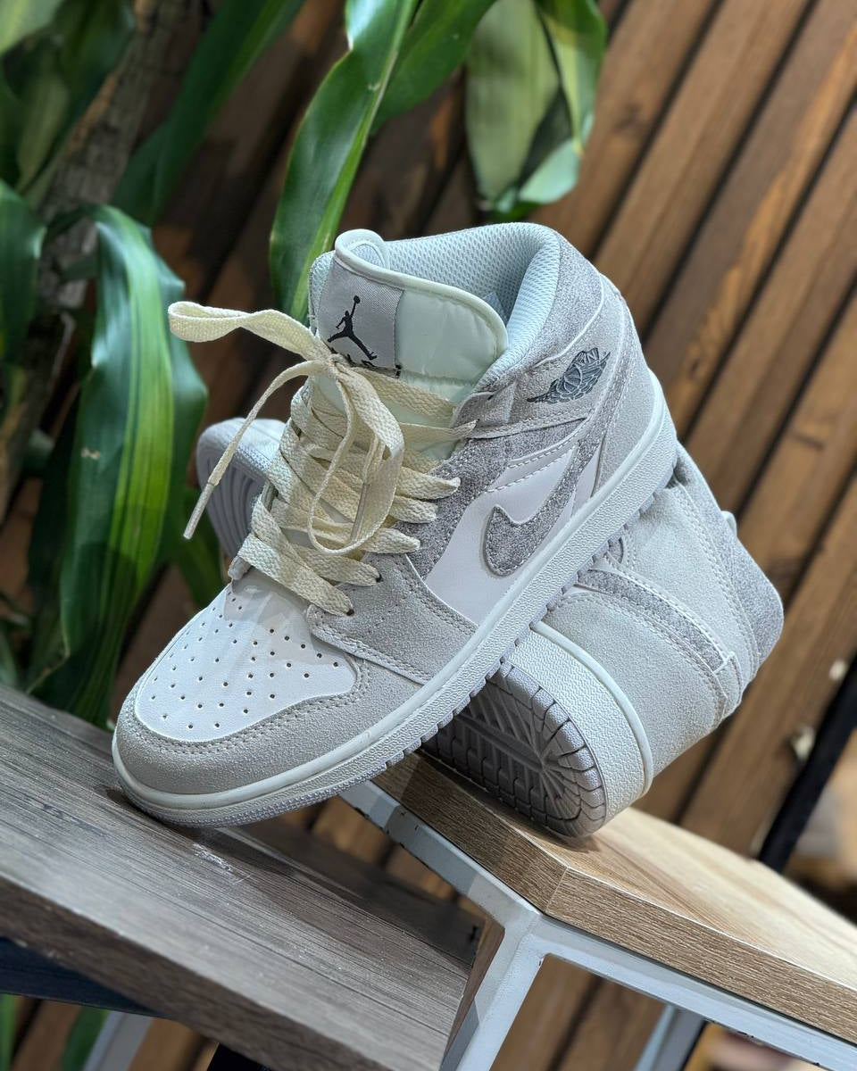 NIKE AIR JORDAN 1 MID NEUTRAL GREY / WHITE