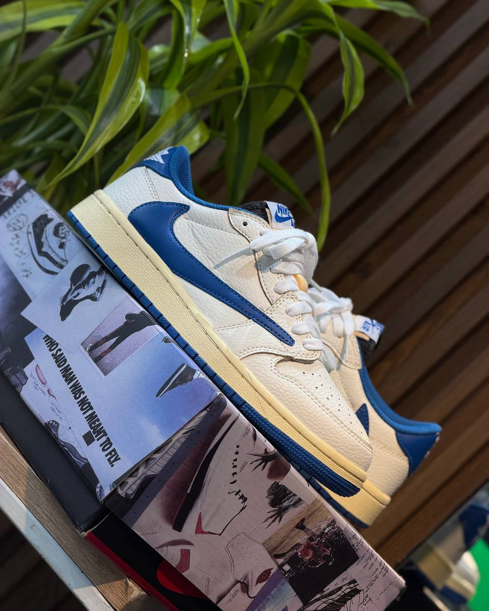 Air Jordan 1 Low OG x Travis Scott x Fragment Design “Sail/Military Blue”