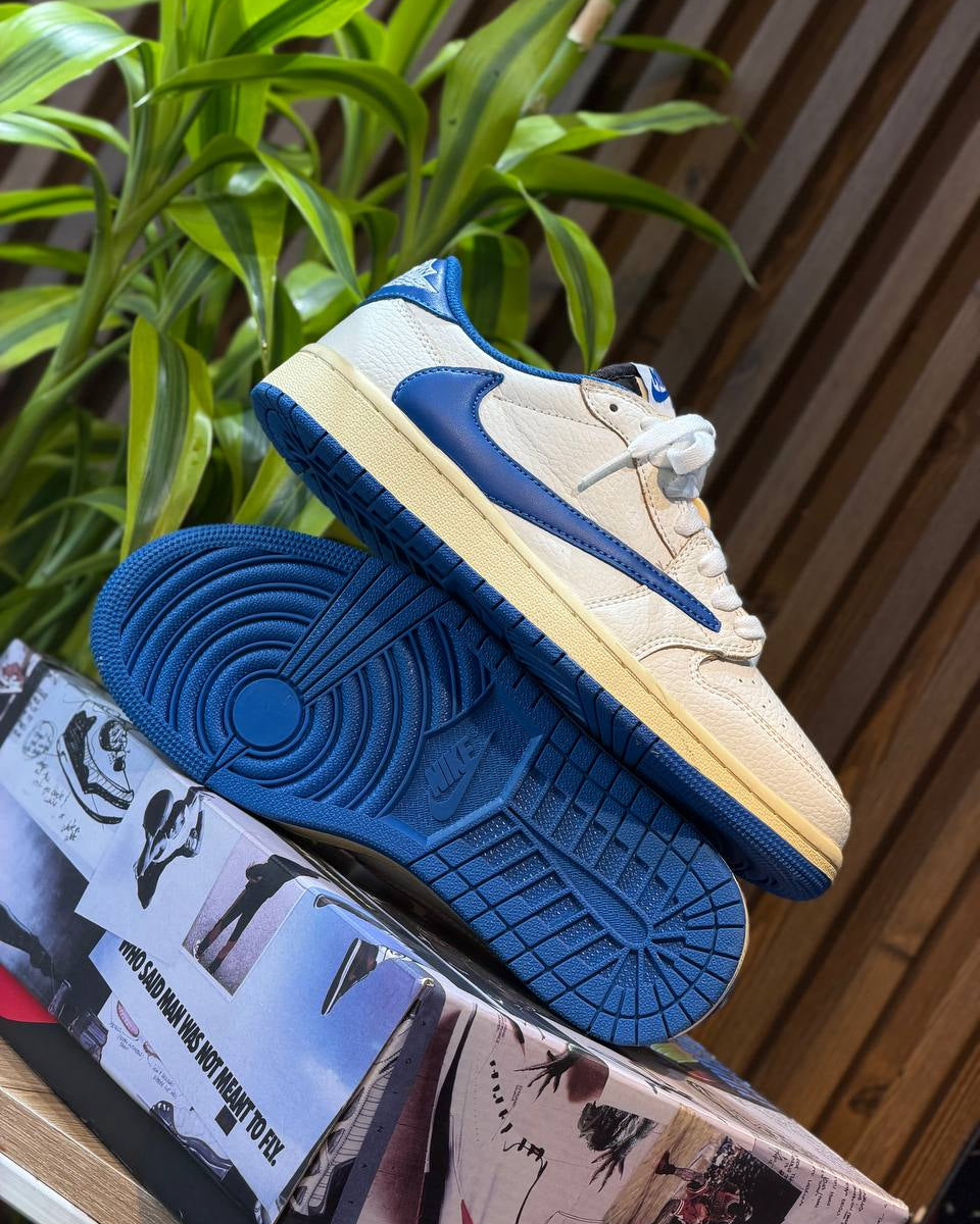 Air Jordan 1 Low OG x Travis Scott x Fragment Design “Sail/Military Blue”