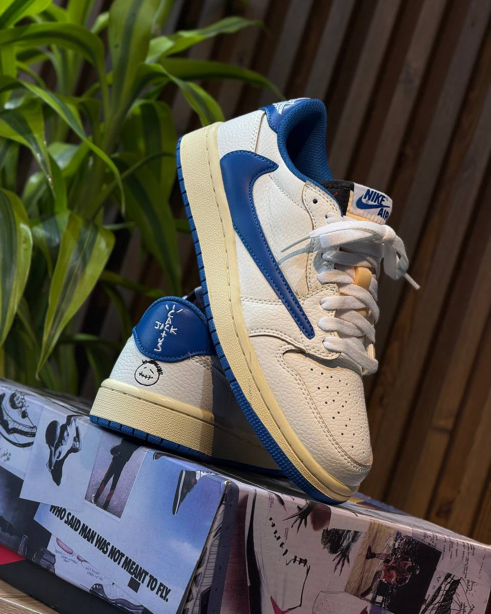 Air Jordan 1 Low OG x Travis Scott x Fragment Design “Sail/Military Blue”