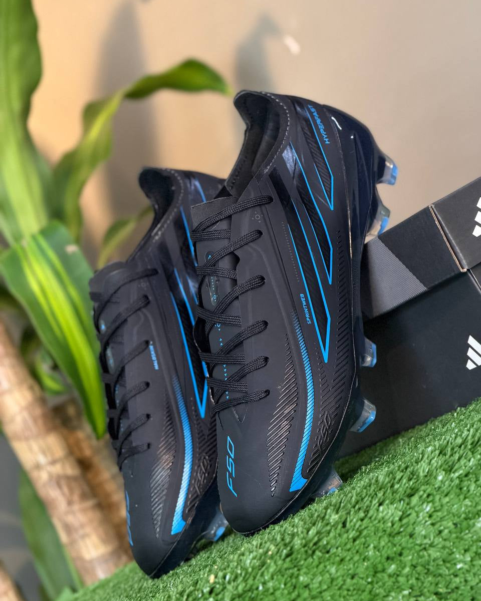 adidas F50 Hyperfast Elite FG “Core Black/Lucid Ray Blue”