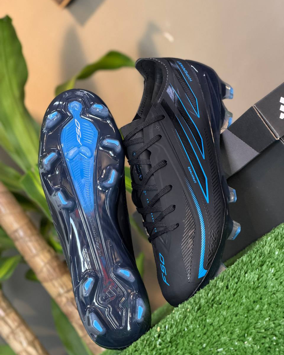 adidas F50 Hyperfast Elite FG “Core Black/Lucid Ray Blue”