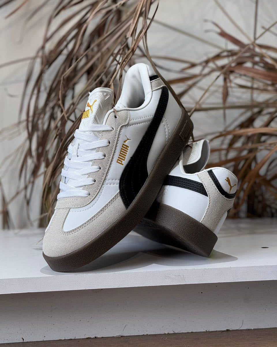 PUMA Classic Heritage – Blanco / Negro / Gamuza Beige