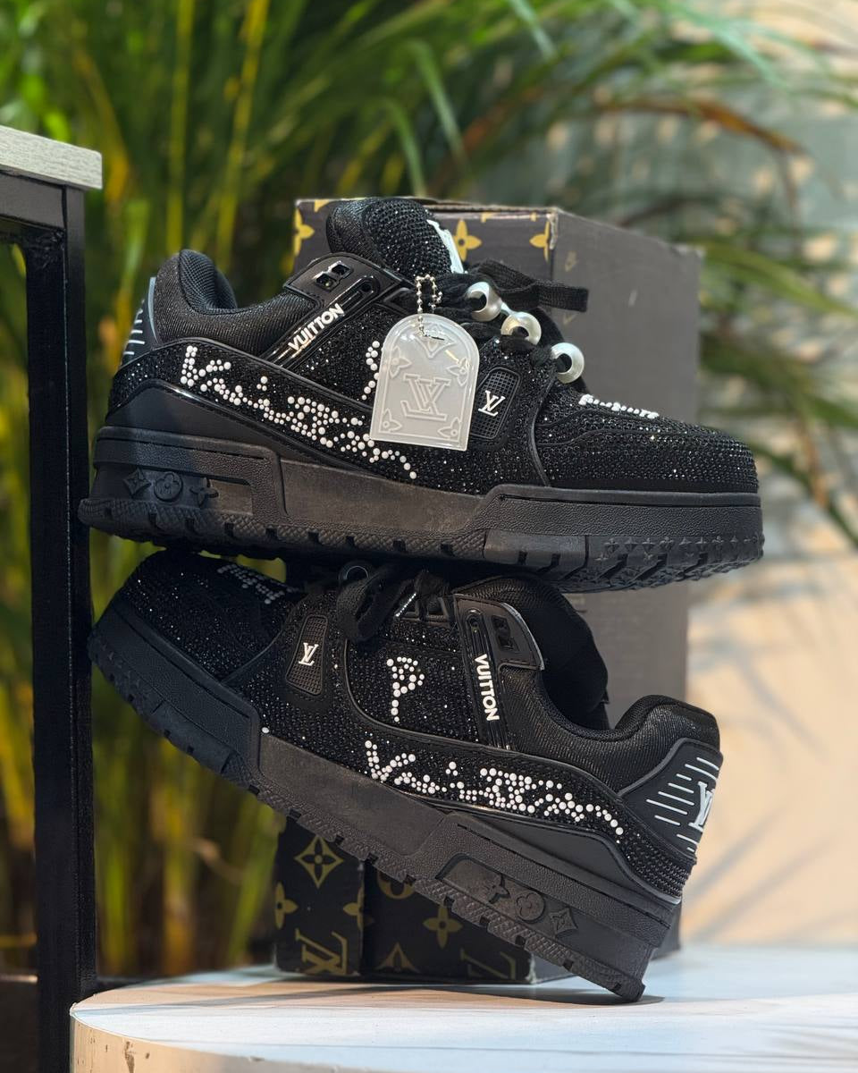 Louis Vuitton Trainer Black Crystals Edition