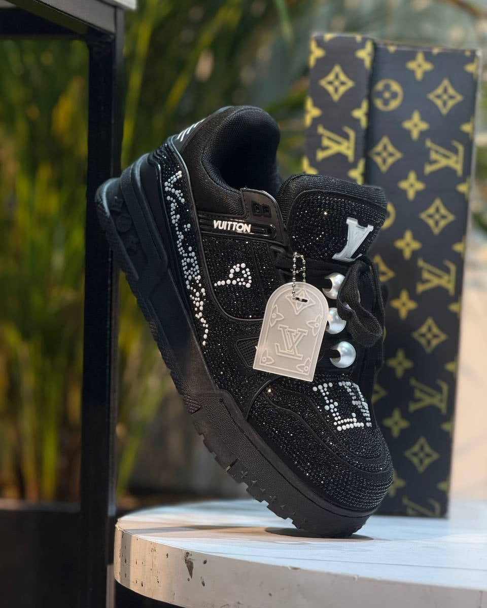 Louis Vuitton Trainer Black Crystals Edition