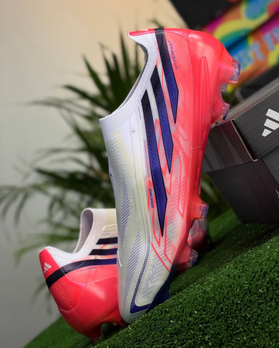 adidas F50 Hyperfast Elite Laceless FG – Cloud White/Solar Purple