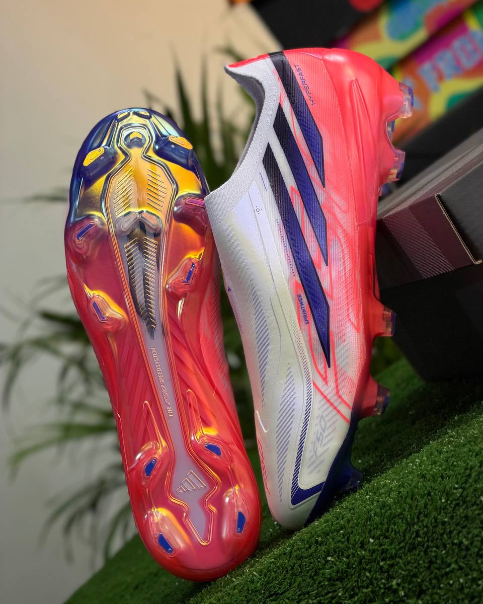 adidas F50 Hyperfast Elite Laceless FG – Cloud White/Solar Purple