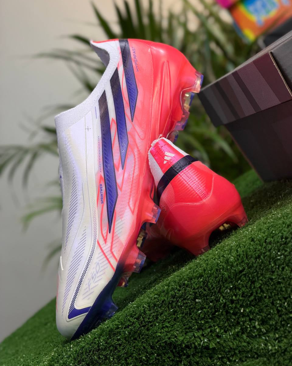 adidas F50 Hyperfast Elite Laceless FG – Cloud White/Solar Purple