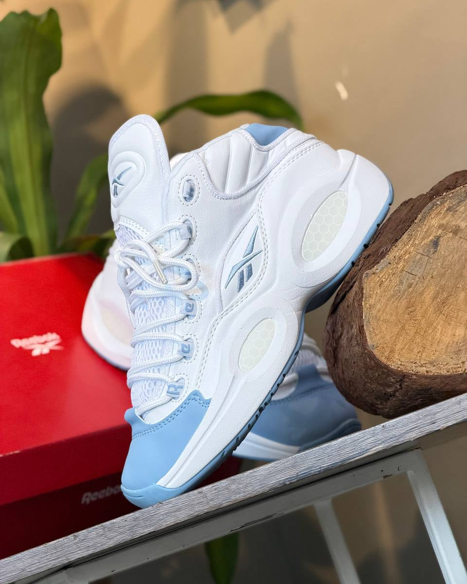 Reebok Question Mid “On to the Next” Footwear White/Fluid Blue/Toxic Yellow