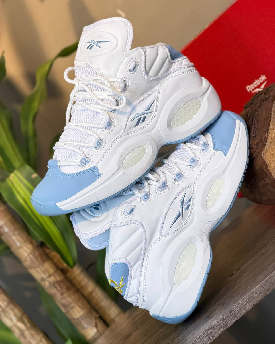 Reebok Question Mid “On to the Next” Footwear White/Fluid Blue/Toxic Yellow