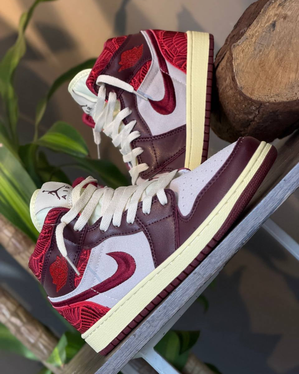 Air Jordan 1 Mid SE “Tiki Leaf” Team Red/University Red/Sail/Muslin