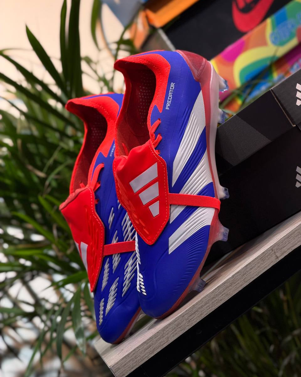 adidas Predator Elite Fold-Over Tongue FG Lucid Blue, Cloud White y Solar Red