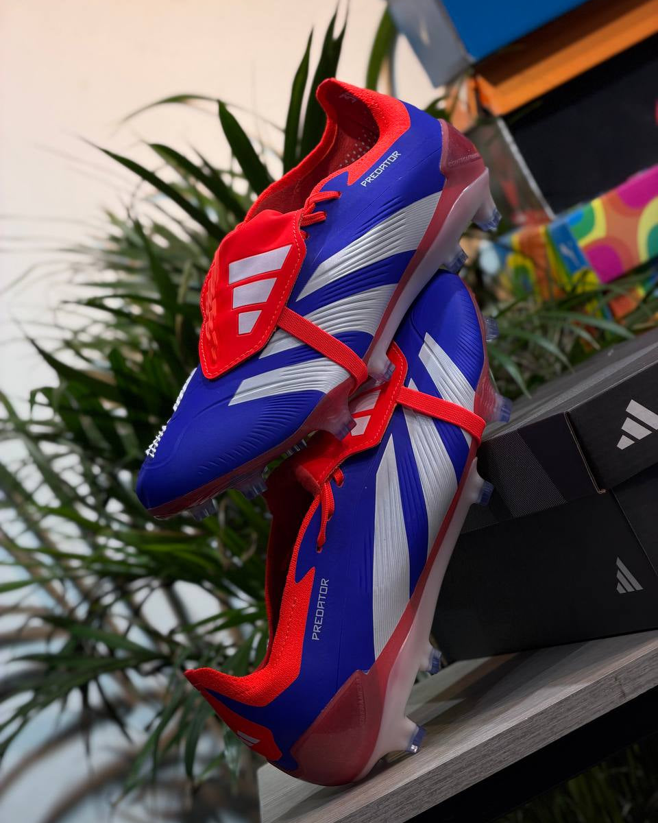 adidas Predator Elite Fold-Over Tongue FG Lucid Blue, Cloud White y Solar Red