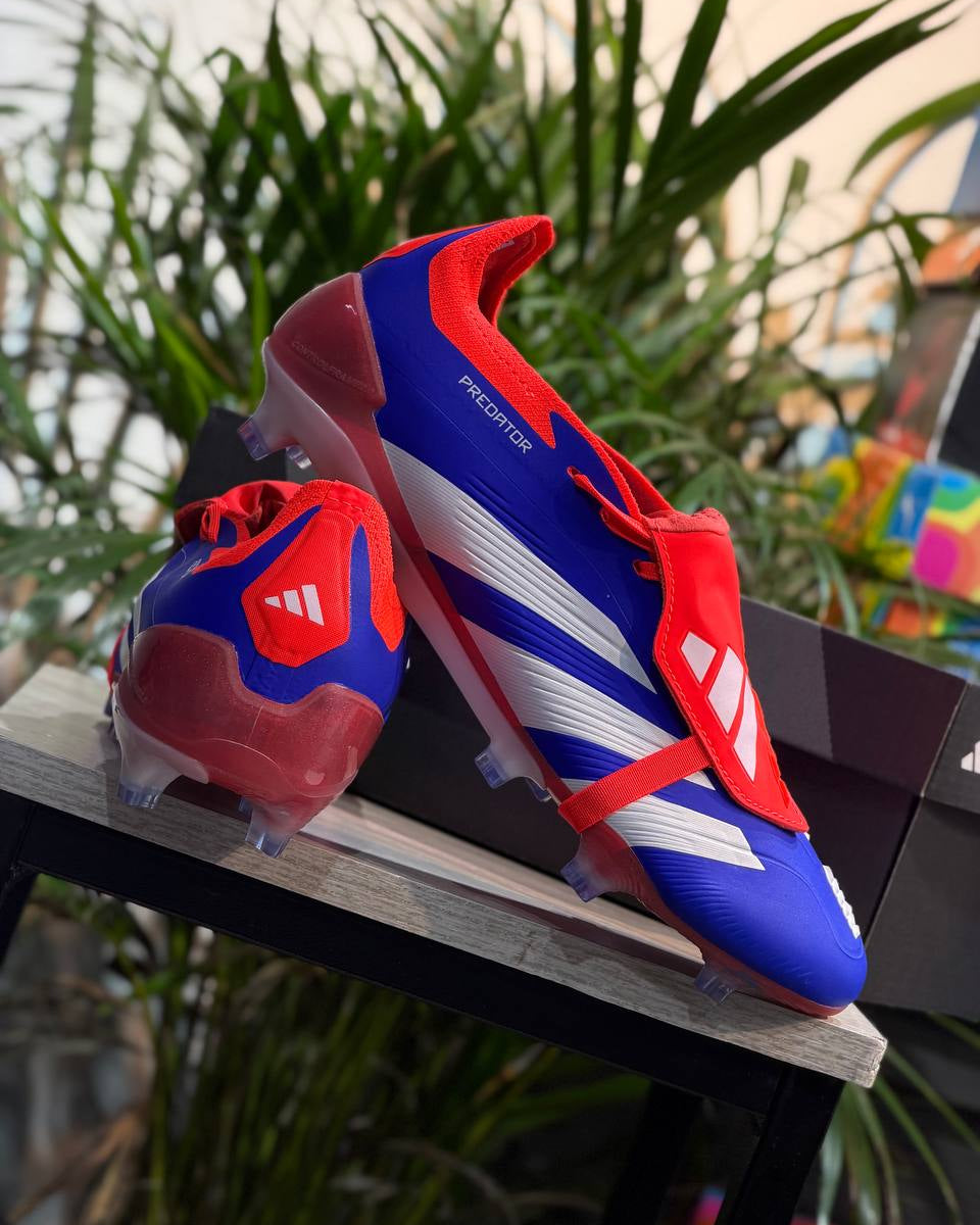 adidas Predator Elite Fold-Over Tongue FG Lucid Blue, Cloud White y Solar Red
