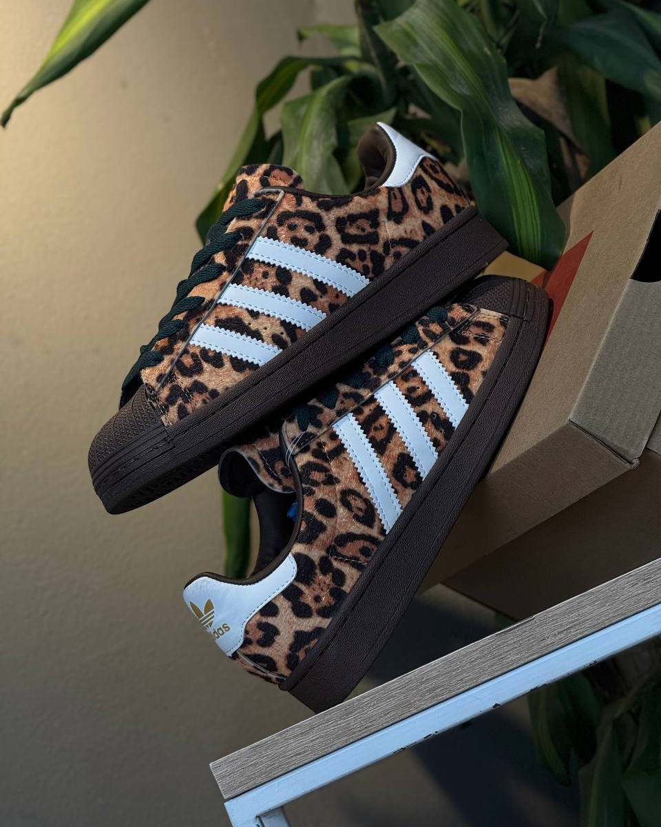 Adidas Superstar Leopard Print Brown / White