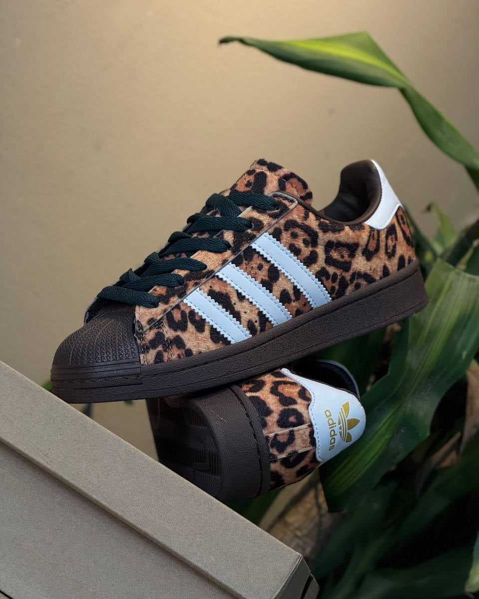 Adidas Superstar Leopard Print Brown / White