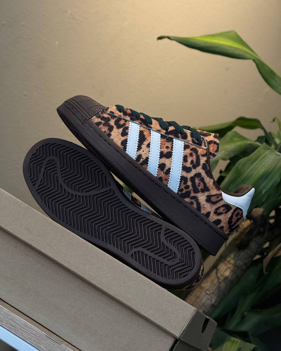 Adidas Superstar Leopard Print Brown / White