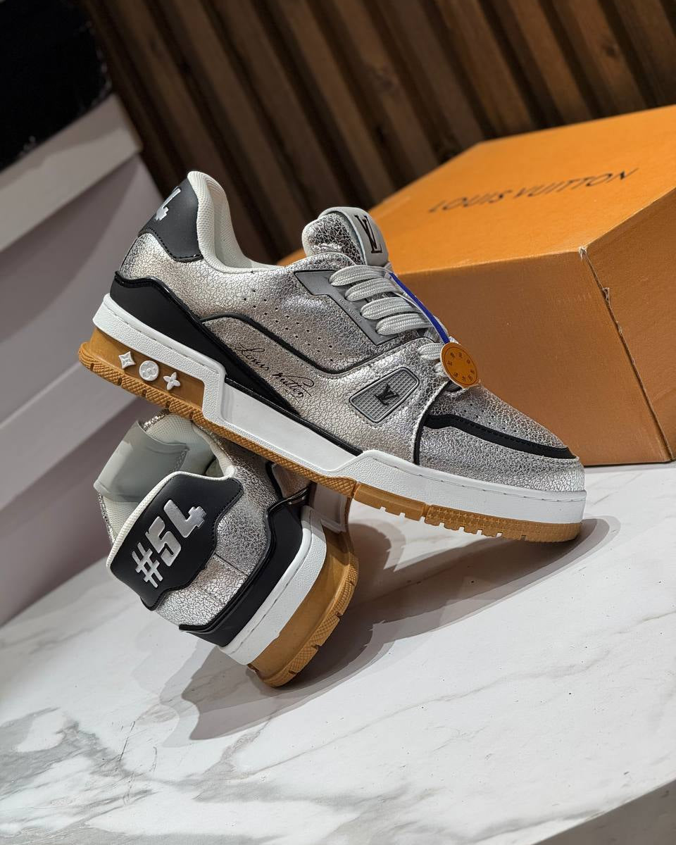 Louis Vuitton LV Trainer Sneaker Silver / Black / Gum
