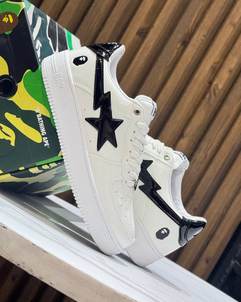A Bathing Ape BAPE STA Low White / Black Patent