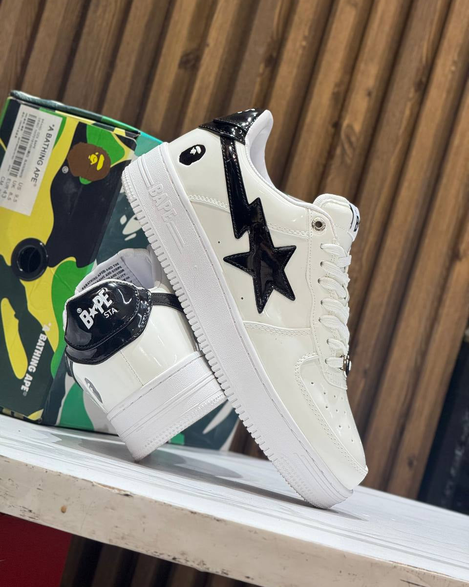 A Bathing Ape BAPE STA Low White / Black Patent