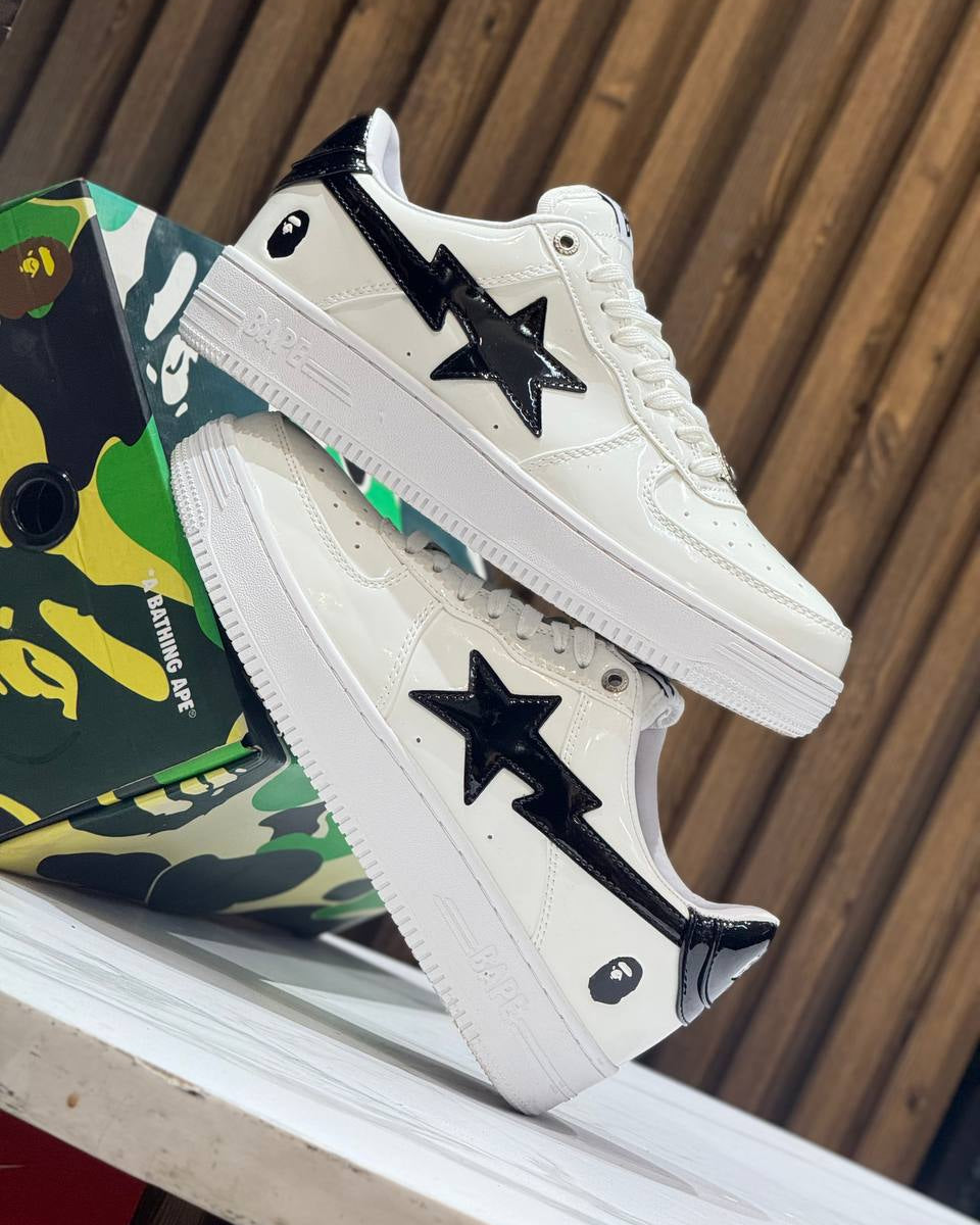 A Bathing Ape BAPE STA Low White / Black Patent