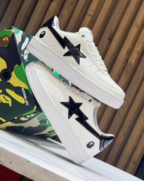 A Bathing Ape BAPE STA Low White / Black Patent