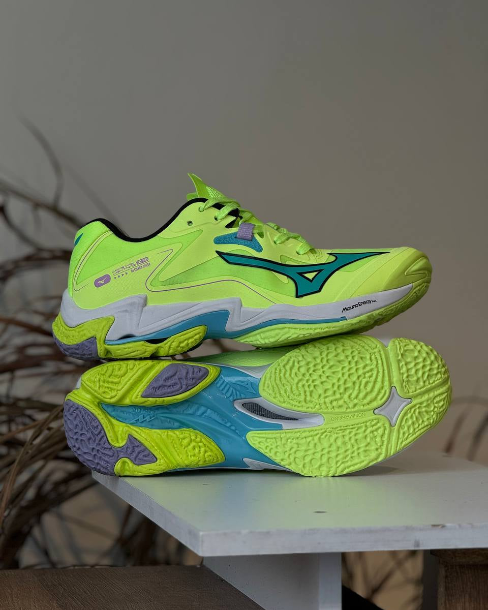モンロー Mizuno Wave Momentum – Neon Green / Teal – Web Monkey Shoes