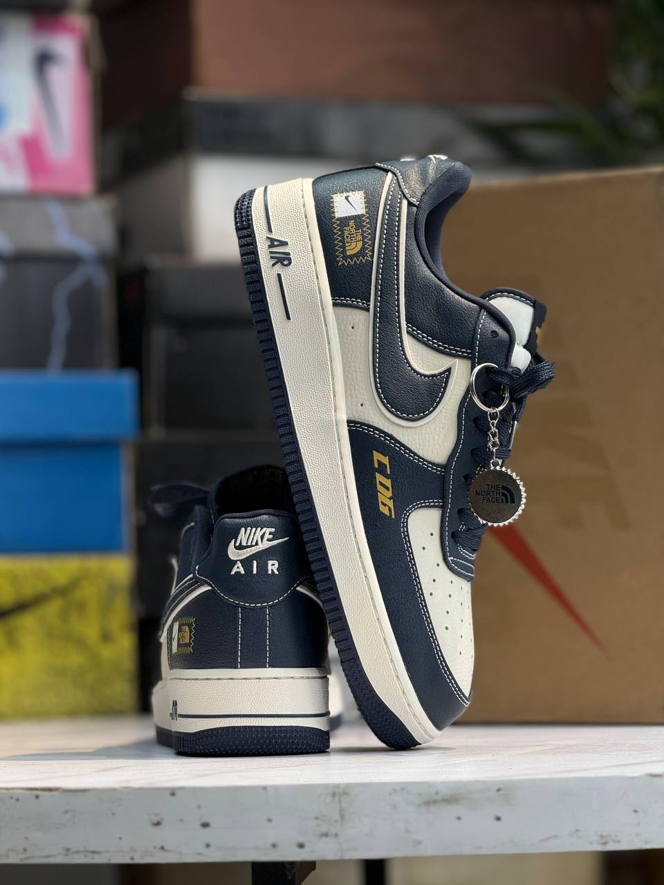 Nike Air Force 1 Low “The North Face Custom – Navy Cream”