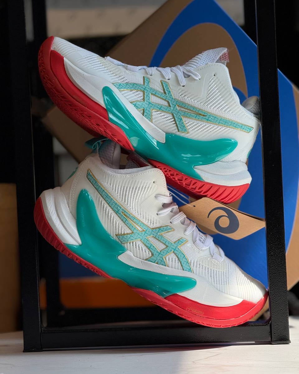ASICS METARISE 2 – Blanco / Verde Aqua / Rojo