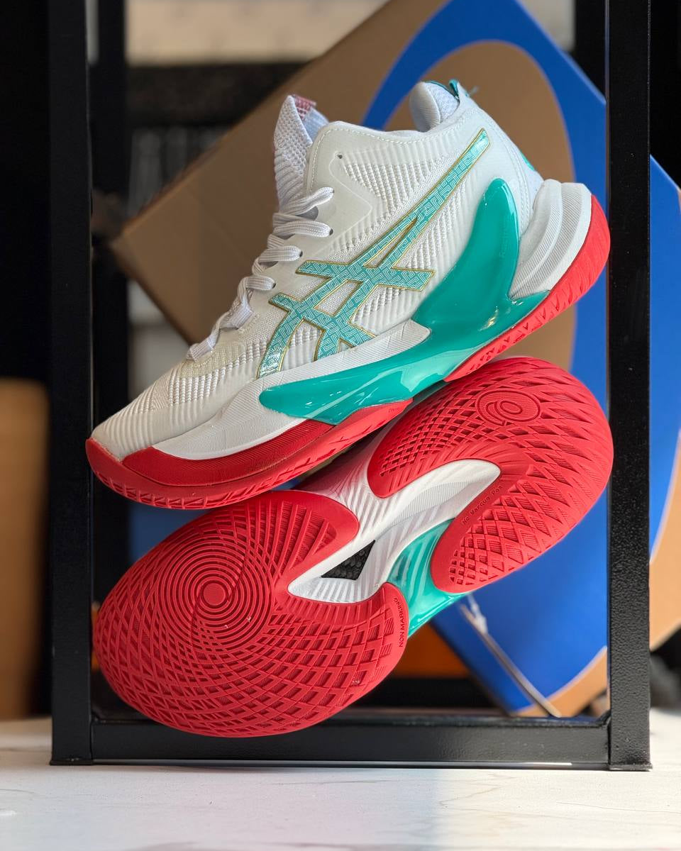 ASICS METARISE 2 – Blanco / Verde Aqua / Rojo