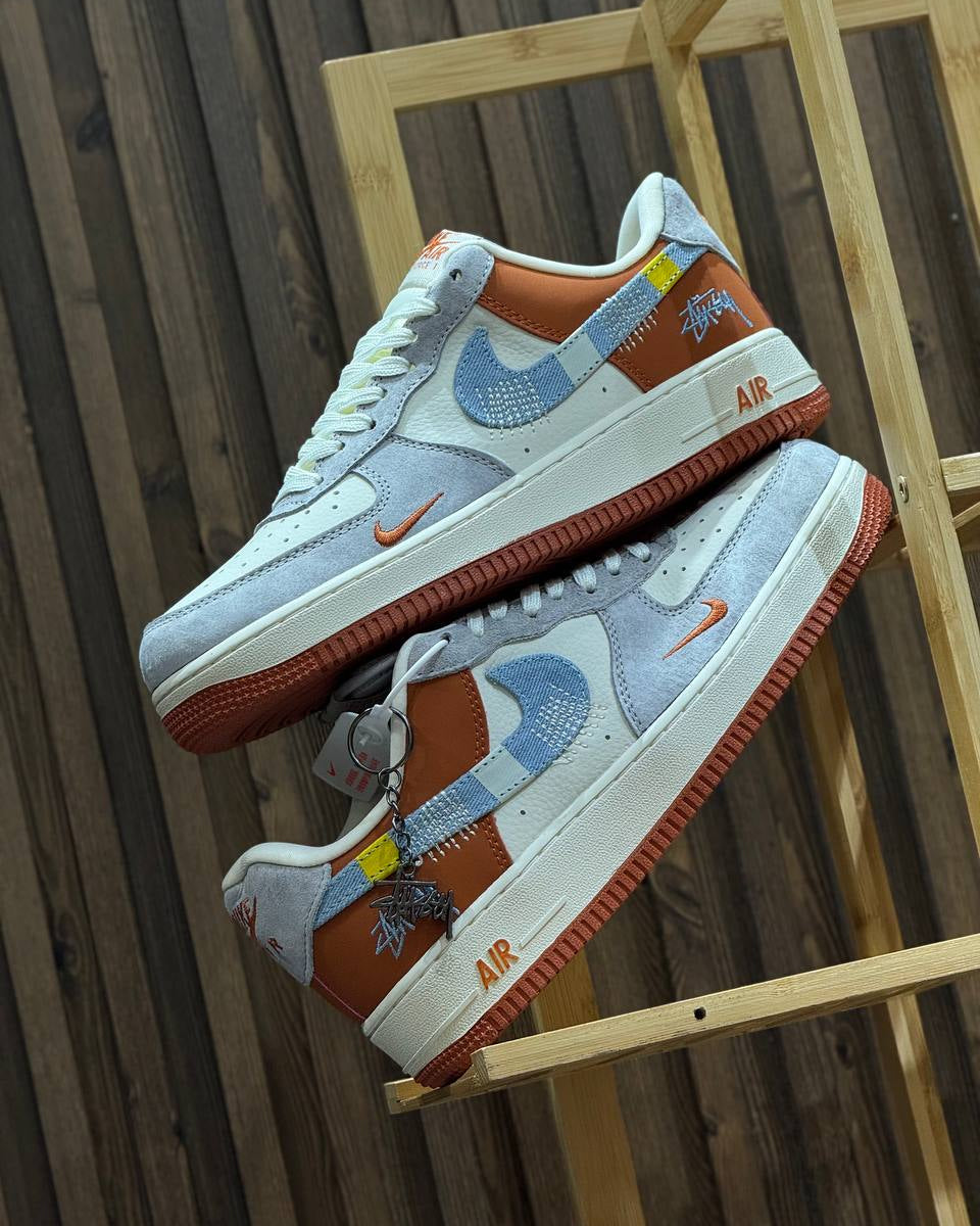 Nike Air Force 1 Low x Stüssy Patchwork Orange / Blue