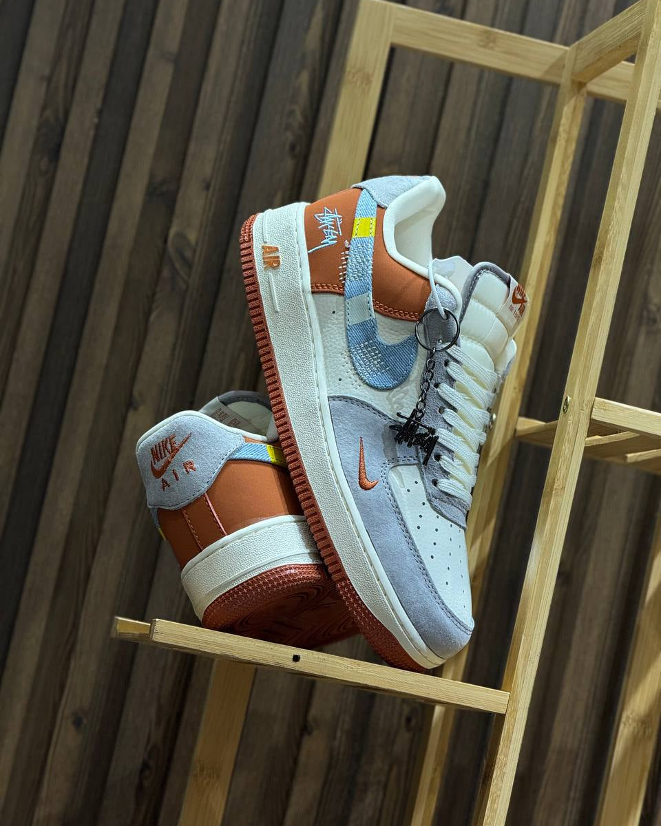 Nike Air Force 1 Low x Stüssy Patchwork Orange / Blue