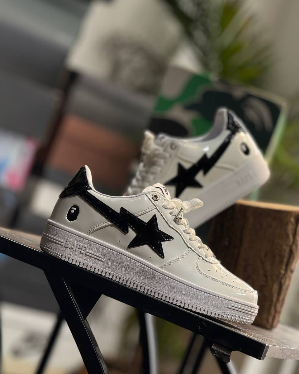 BAPE STA Low “White Black Patent Star”