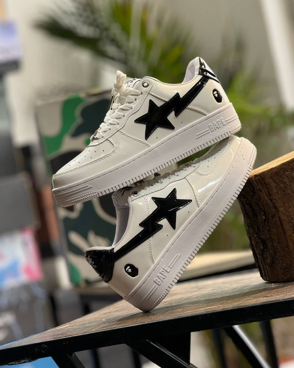 BAPE STA Low “White Black Patent Star”