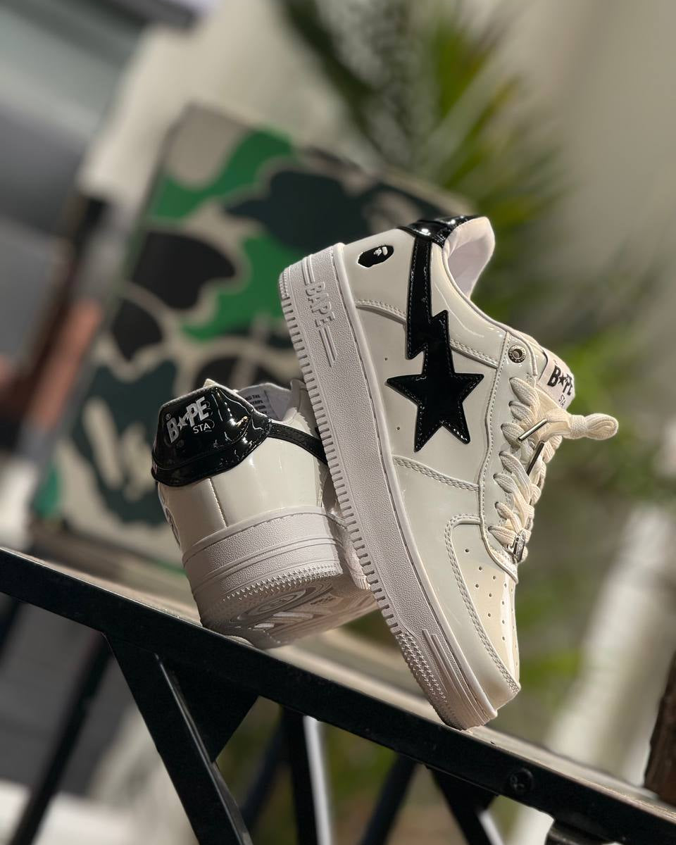 BAPE STA Low “White Black Patent Star”