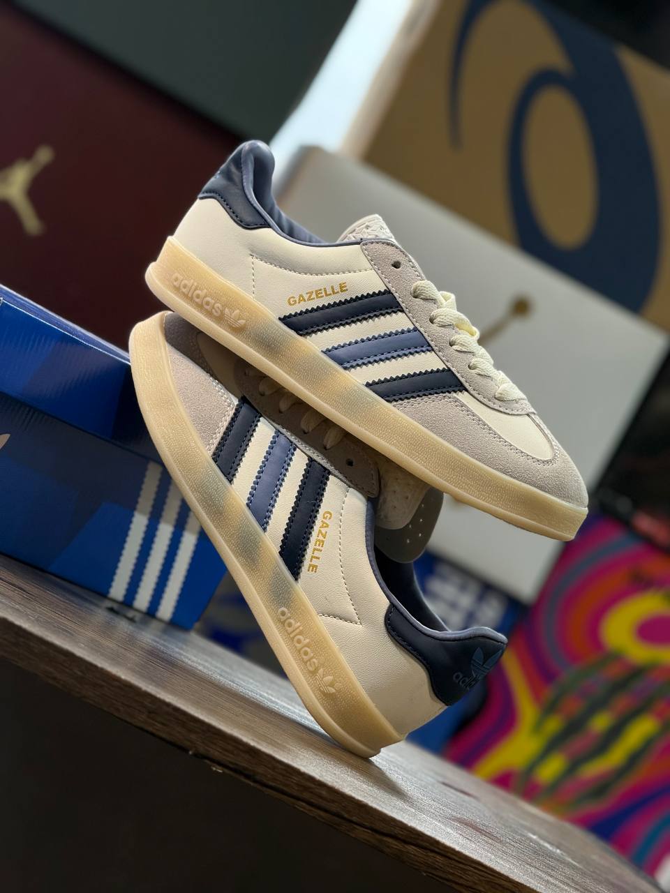 Adidas Gazelle Crema & Azul Marino