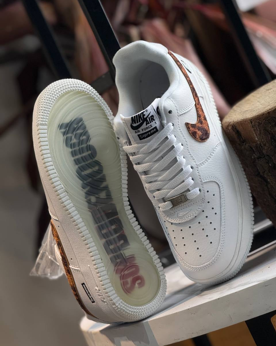 Nike Air Force 1 Low x Supreme – White / Leopard Swoosh