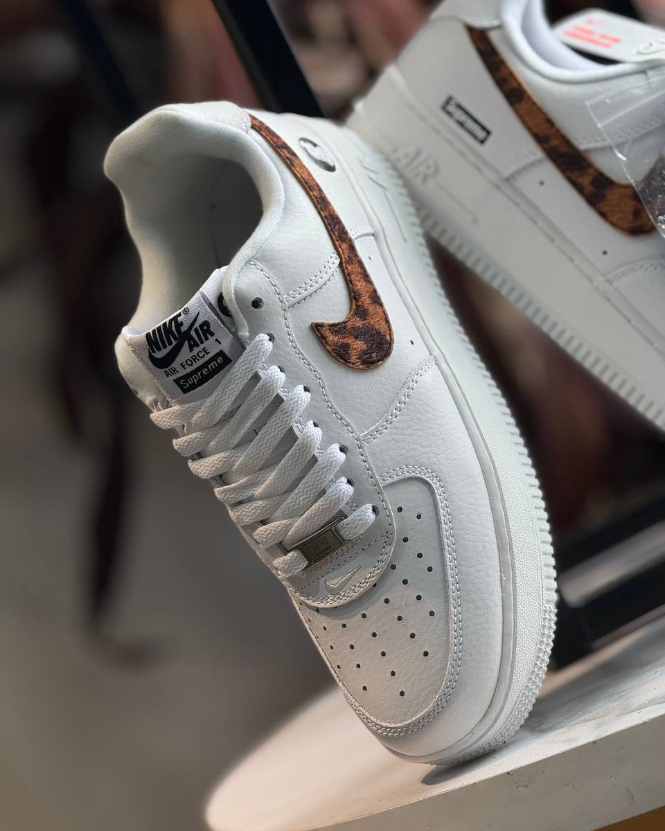 Nike Air Force 1 Low x Supreme – White / Leopard Swoosh