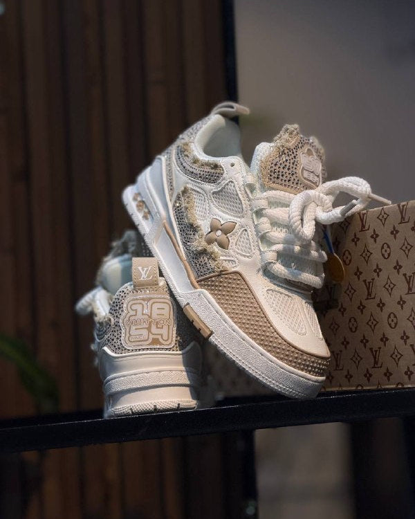 Louis Vuitton Skate x Swarovski White Beige – Web Monkey Shoes
